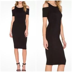BAILEY 44 DRESS M JERSEY KNIT COLD SHOULDER PULL ON KNEE LENGTH COCKTAIL PARTY